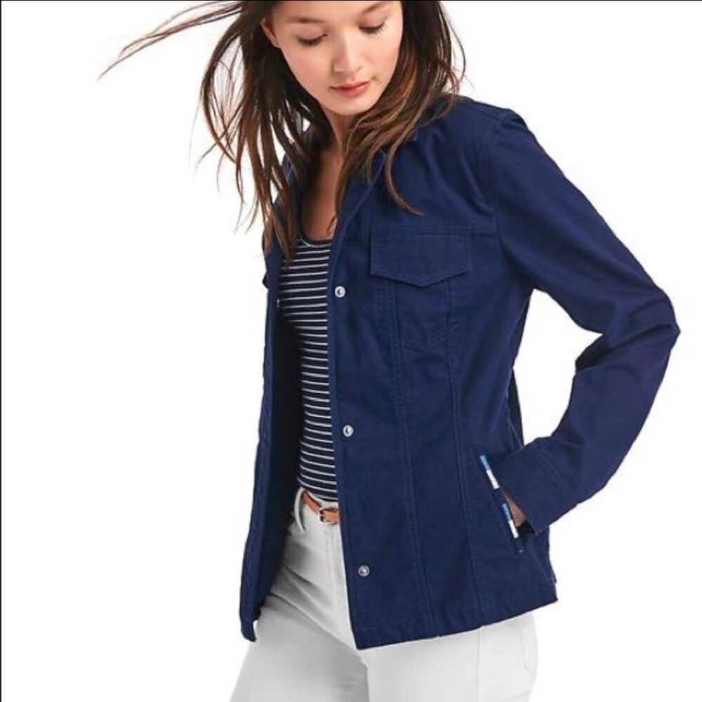 GAP Navy Blue Utility Jacket with Notched Lapel XS